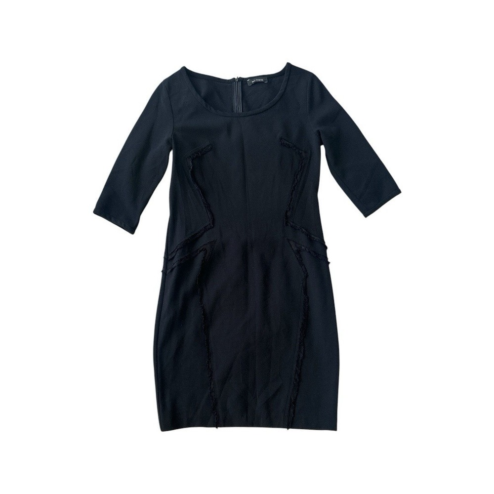 Cop-Copine Colegio Shift Dress Size 38 ( Medium )Black Raw Edge Distressed Panel